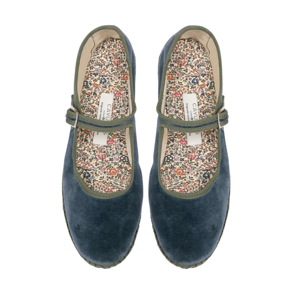 Blue Velvet Mary Jane Flats